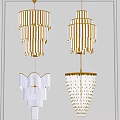 Modern Luxury Chandeliers With Gold Frame Crystal Beads Layered Design And White Accents