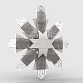 Snowflake Shaped Building Blocks Structure with Transparent Gray and White Bricks in Radial Design Formation