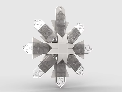 Snowflake Shaped Building Blocks Structure with Transparent Gray and White Bricks in Radial Design Formation 3d model