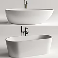 Sleek White Freestanding Oval Bathtub With Modern Black Faucet Design