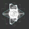 Geometric Mechanical Character With Transparent Panels Black Sphere And Red Lights
