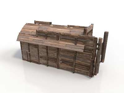 Handcrafted Wooden Storage Chest With Vintage Plank Design And Rustic Structure 3d model