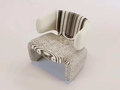 Modern Single Sofa With Striped Pattern And White Armrests Textured Design 3d model