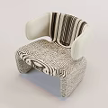 Modern Single Sofa With Striped Pattern And White Armrests Textured Design 3d model