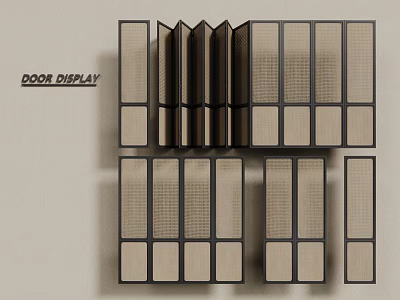 Quiet ancient sliding door wooden sliding door 3d model