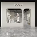 Clothing Store Modern Interior With Clothing Racks Apparel Display And Bench Seating