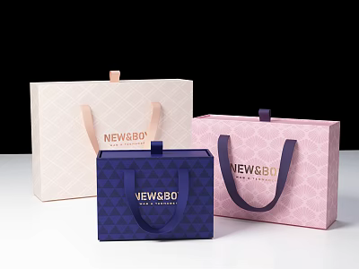 Beige Navy Blue Pink NEWBQ Patterned Handbags Decorative Display Set for Home Ornament 3d model