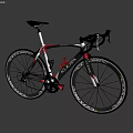 Koga Red Black and White Road Bicycle With Carbon Frame And Wheels On Green Background