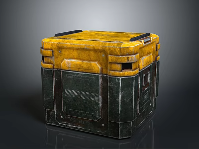 Industrial Style Coffee Table With Yellow Black Metal Textured Surface And Handles 3d model