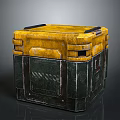 Industrial Style Coffee Table With Yellow Black Metal Textured Surface And Handles