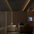 Elegant Modern KTV Lounge With Comfortable Sofa Coffee Table Big Screen And Soft Lighting 3d model
