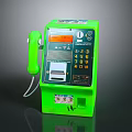 Green Public Payphone Equipment With Telephone Handset Numeric Keypad And Display Screen