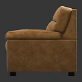 Modern Three Seater Sofa In Light Brown Leather With Plush Seats And Thick Armrests