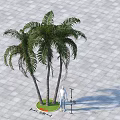 Arbor With Three Trunks On Square Tiled Ground At 1.4 Meters Height 3d model