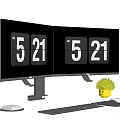 Modern computer dual-screen monitor 3d model