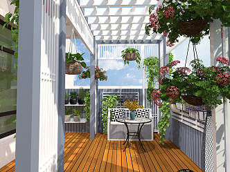 Modern Garden Terrace View 3d model