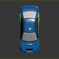 Subaru Rally Racing Car In Blue With Yellow Accents And Golden Wheels