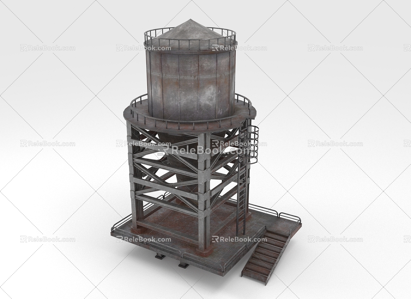 Public facilities of water tower 3d model