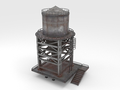 Public facilities of water tower 3d model