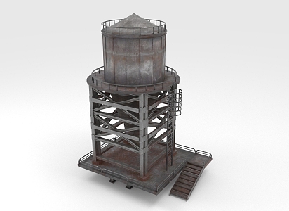 Public facilities of water tower 3d model