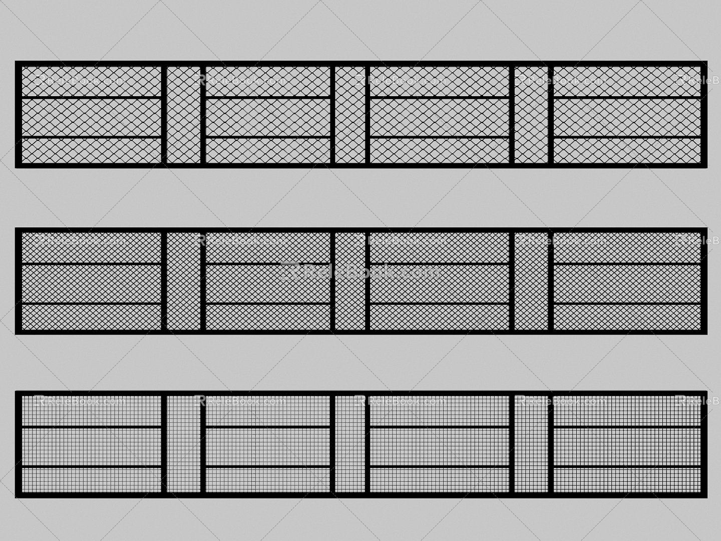 Barbed wire fence partition 3d model