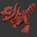 3D Skeleton Dinosaur Creature Character With Red Glowing Eyes And Sharp Teeth 3d model