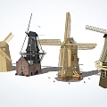Various Traditional Windmill Models With Wooden Structures And Diverse Design Styles