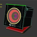 Raycom Wireless Speaker Featuring Black Cube Design Circular Speaker Green Edge Red Base
