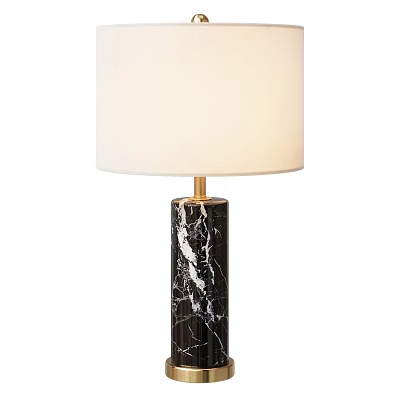 Black Marble Base Modern Table Lamp With White Shade And Gold Metal Accent 3d model