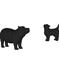 Stylish Black Animal Shaped Single Chairs Hippo And Cat Models On White Background