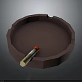 Round Brown Ashtray With Lit Cigar And Smooth Surface Design