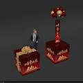 Red Inflatable City Light Model With Red Yellow Balloons And Exhibition Scene