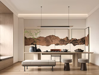 Modern New Chinese Tea Room 3d model