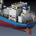 Large Cargo Ship COSCO Shipping With Blue Red Hull And White Cranes