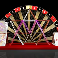 Vibrant Casino Theme Photo Spot With Red Gold Roulette Wheel And Playing Card Structure Setup