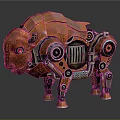 Copper Mechanical Bison Character With Steampunk Gears And Metal Structure Design 3d model