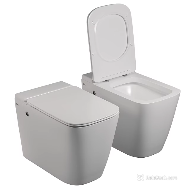 Two Modern White Toilets With Closed And Open Lids Sleek Design For Contemporary Bathroom 3d model 