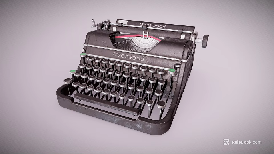 Vintage Overwood Office Typewriter Classic Mechanical Keys Retro Design Appliance 3d model 