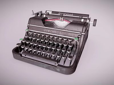 Vintage Overwood Office Typewriter Classic Mechanical Keys Retro Design Appliance 3d model