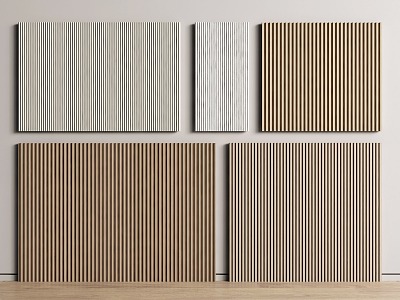 Wall Panel Grille Panel Wood veneer Decorative Panel Solid Board Wood Grille TV Background Wall 3d model