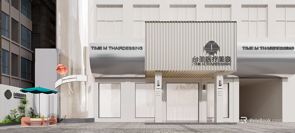 Stylish Modern Front Desk Reception Interior at Hairdressing Salon with Taiwanese Design Aesthetics 3d model 