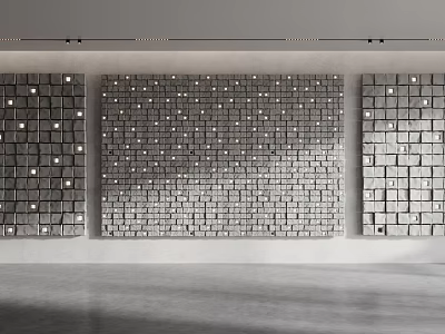 Three Panel Geometric Cube Wall Decorations With LED Illuminated Modern Design 3d model