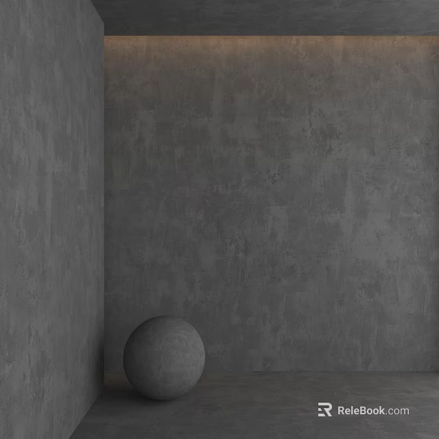 Gray Concrete Wall Component With Smooth Sphere Decoration In Modern Space 3d model