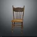 Vintage Wooden Chair With Carved Backrest Curved Legs And Classic Design