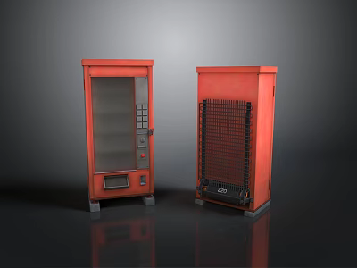 Red Household Items With Glass Door Cabinet And Grid Front Panel Appliance 3d model