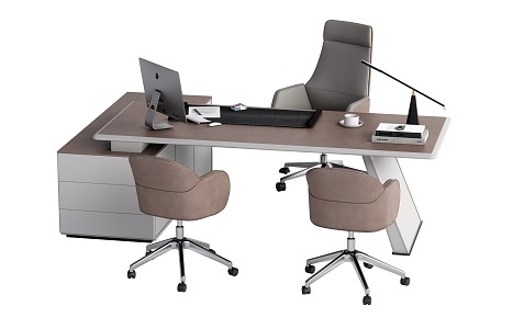 modern office desk and chair 3d model