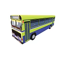 Green And Blue Classic Bus Exterior With Front Windows And Headlights