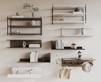 Nordic Wall Storage Rack Wall Storage Rack 3d model