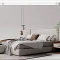 Cozy Modern Double Bed With Soft Headboard Bedding Nightstand And Decorative Lamp
