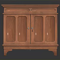 Classic Wooden Wardrobe With Double Cabinet Doors And Carved Decorative Legs